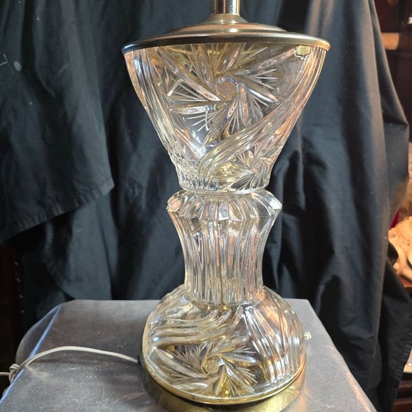 Vintage Crystal & Brass Table Lamp With Swirl Pattern And Felt Base - Picture 1 of 11